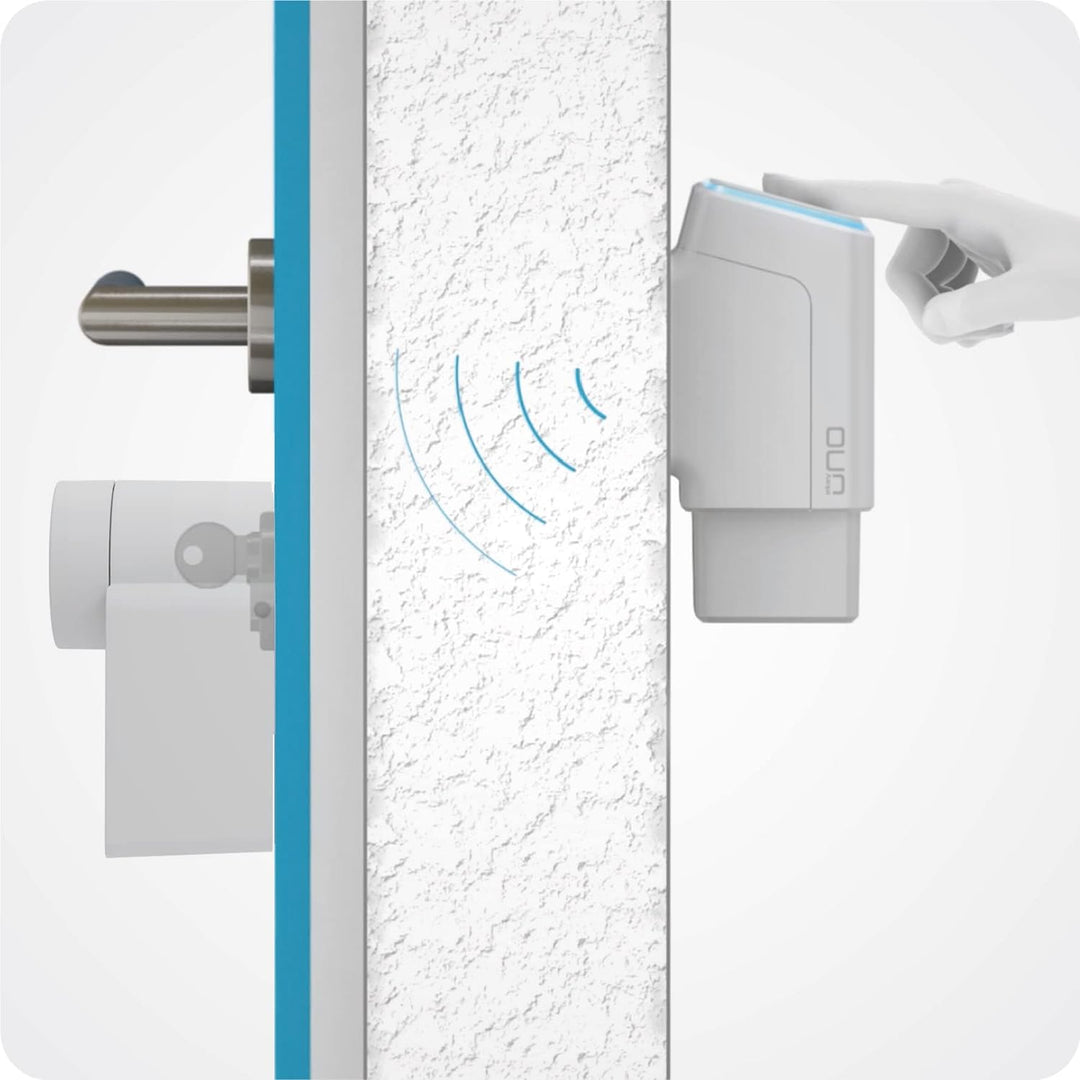 EKEY UNO 200206 Fingerprint mit Akku inkl. Nuki Combo 3.0 (Smart Lock + Bridge) weiss, Akkubetrieben