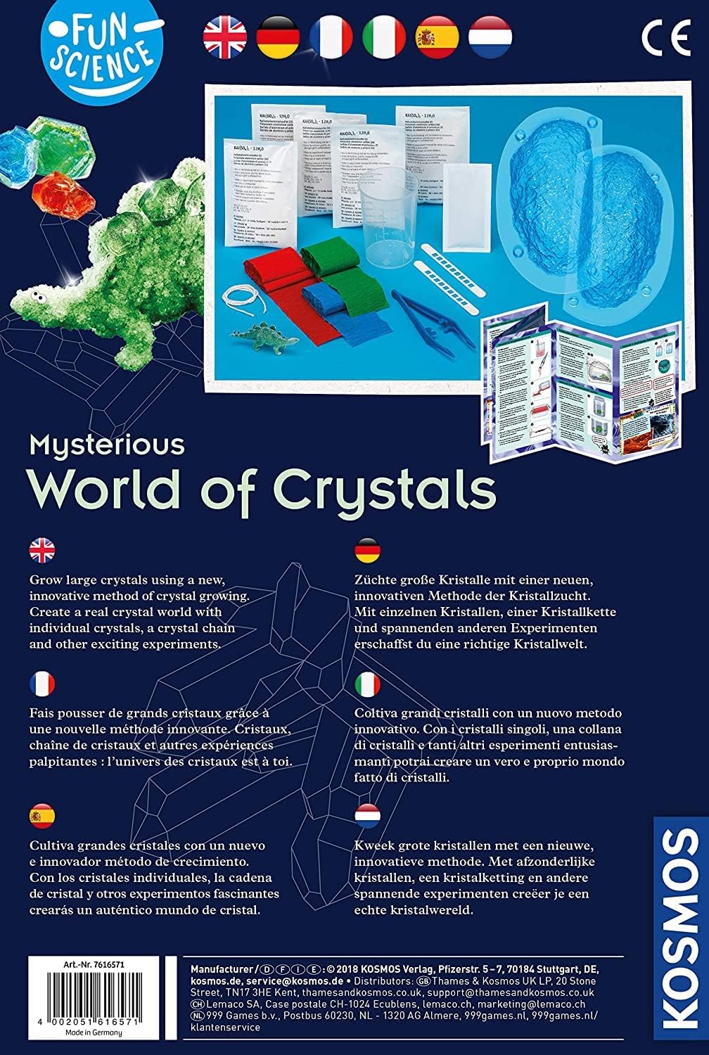 KOSMOS 616571 Fun Science - Geheimnisvolle Kristallwelt mehrsprachige Version (DE, EN, FR, IT, ES, N