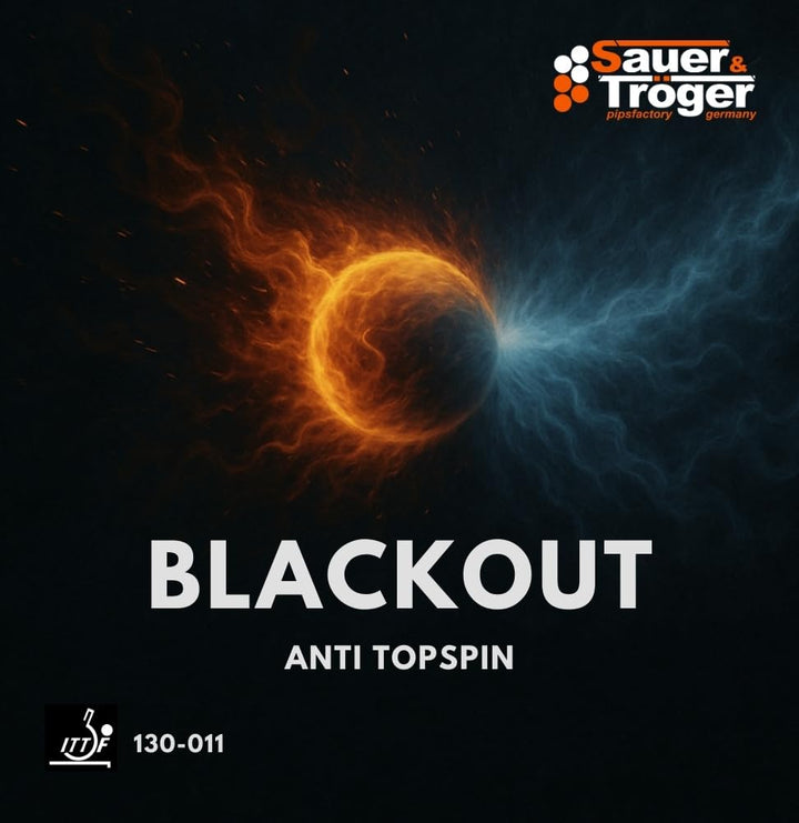 Sauer & Tröger Tischtennis Belag Anti Top | Blackout | Rot, Schwarz, Blau | 1,5 mm 2,0 mm Schwarz 2,