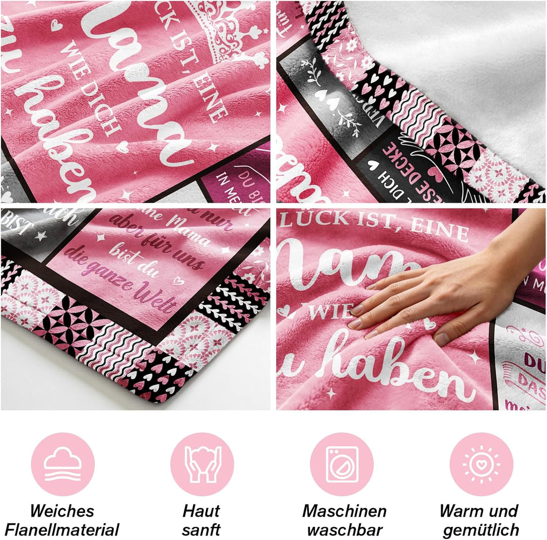 Muttertagsgeschenke für Mama - Kuscheldecke, Praktisches Geburtstagsgeschenk für Mama zum Muttertag,