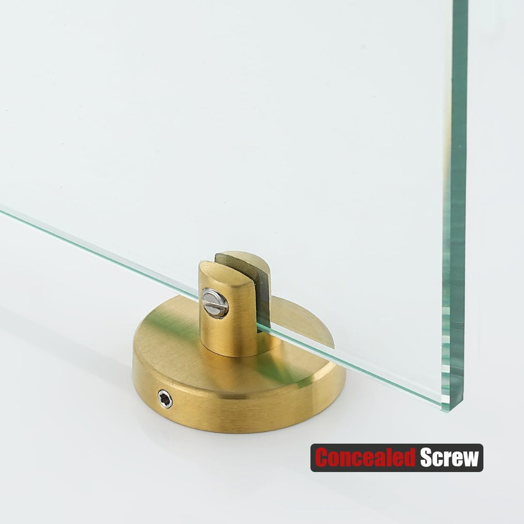 JQK Badezimmer-Glasregal, goldfarben, gehärtetes Glas, Duschaufbewahrung, 20,3 x 12,7 cm, 304 Edelst