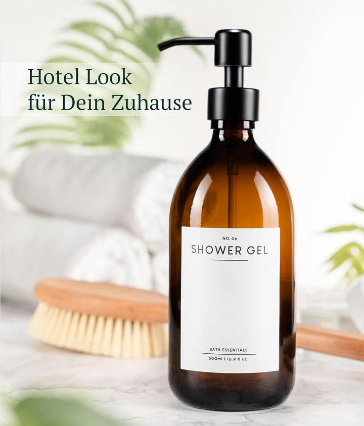 MONOKO 4er Set Seifenspender Glas - Spülmittelspender Küche - Shampoo Flaschen zum Befüllen - Duschg