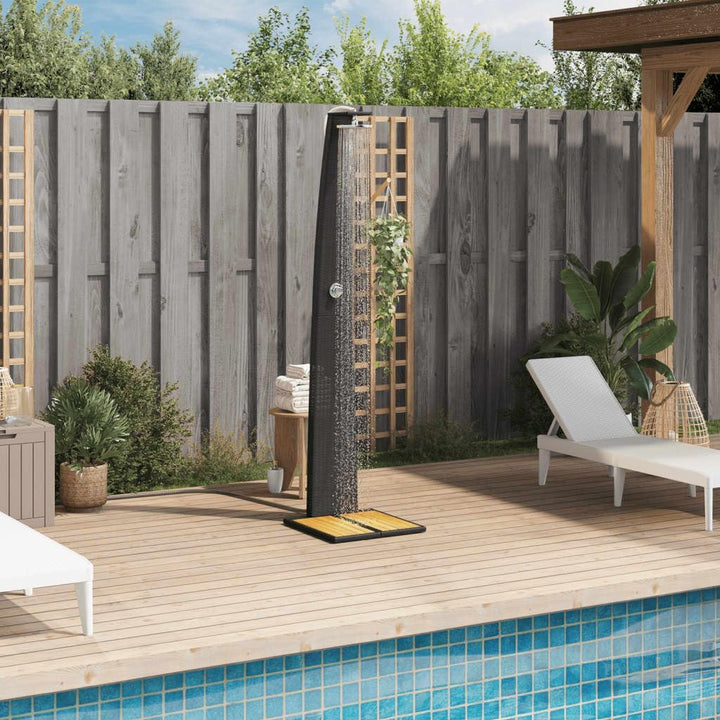 Gartendusche, Outdoor Dusche mit Lattenboden Stahlrahmen, Terrassendusche für Pool Schwimmbad, Garte