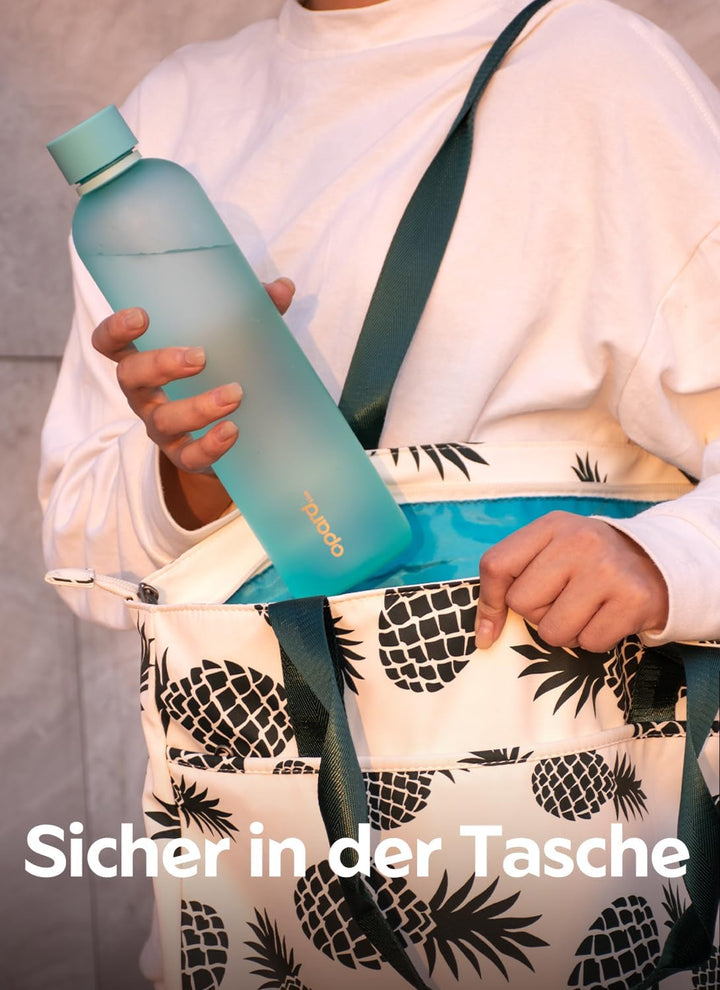 Opard Slim Trinkflasche 1l, Kohlensäure geeignet Wasserflasche, Water Bottle Spülmaschinenfest, BPA