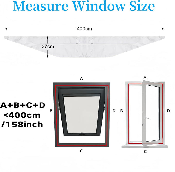 Fensterabdichtung für mobile Klimageräte 400CM Hot Air Stop zum Anbringen an Fenster, Inkl. 2 Kabelb