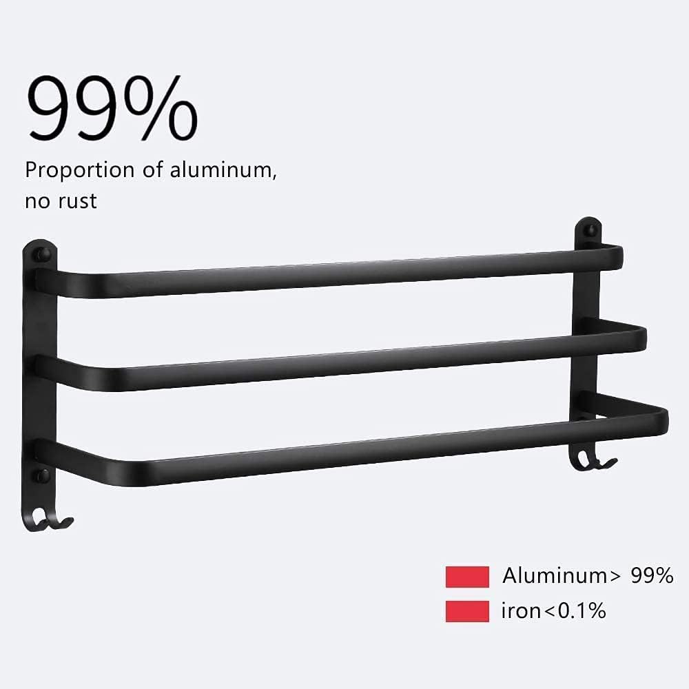 Handtuchhalter Bad 3 Tier, Aluminium Handtuchregal, Wandmontage 3-Stöckig Handtuchstange mit Haken 6