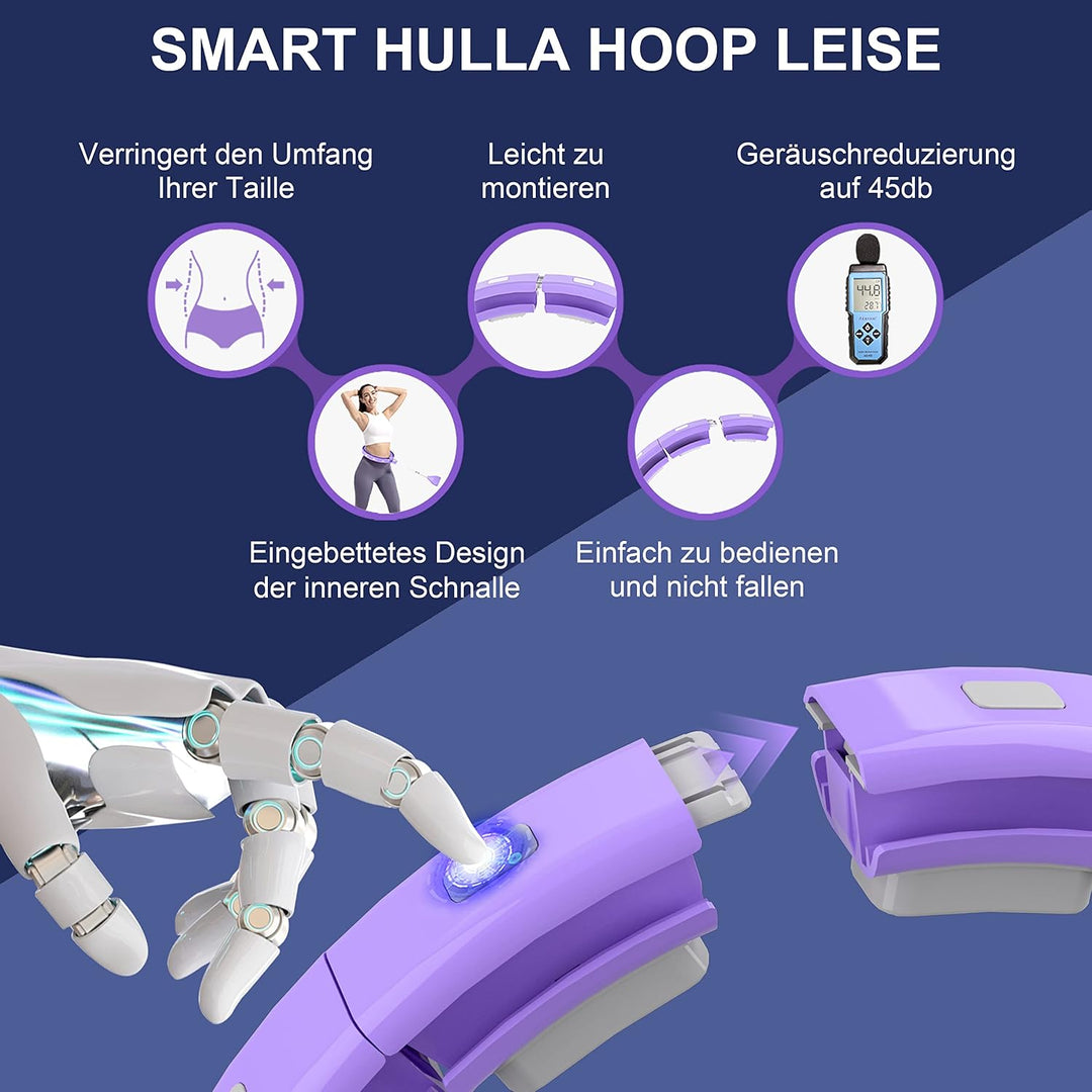 Smart Hoop Reifen Erwachsene und Anfänger, Hullahub Reifen zum Abnehmen，Smart Hoop Leise Fitness Hoo