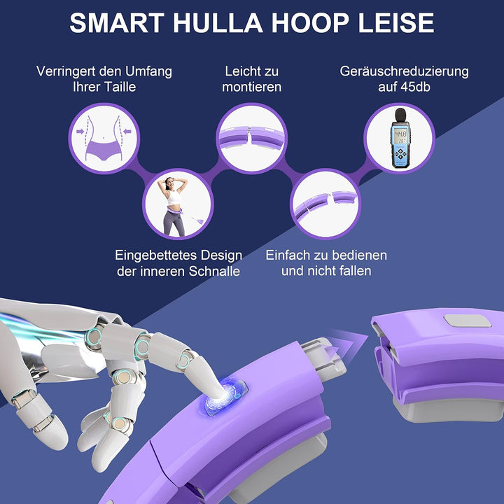 Smart Hoop Reifen Erwachsene und Anfänger, Hullahub Reifen zum Abnehmen，Smart Hoop Leise Fitness Hoo