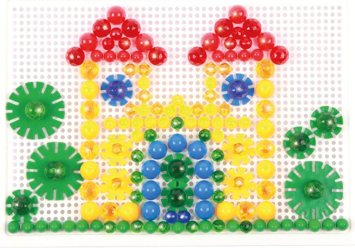 Lena 35710 - Mosaik Steckspiel &amp; Rondi Spielset 3 in 1, mit 240 Mosaiksteckern 10 mm und 15 mm, 2 St