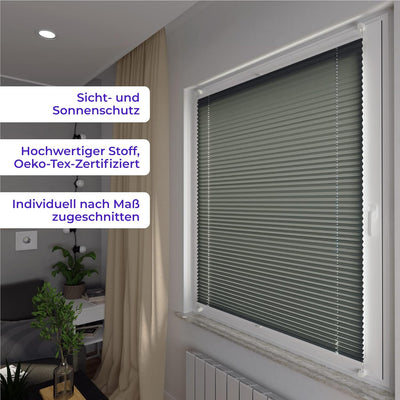 SchattenFreude Plissee nach Mass für Fenster & Tür | Mit Klemmhaltern, Klemmfix | Lichtdurchlässig L