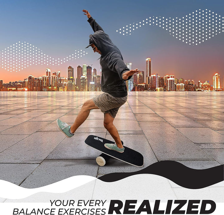 Yes4All Indoorboard aus Holz, Surf Balance Board mit glatter Oberfläche und Rolle für alle Trainings
