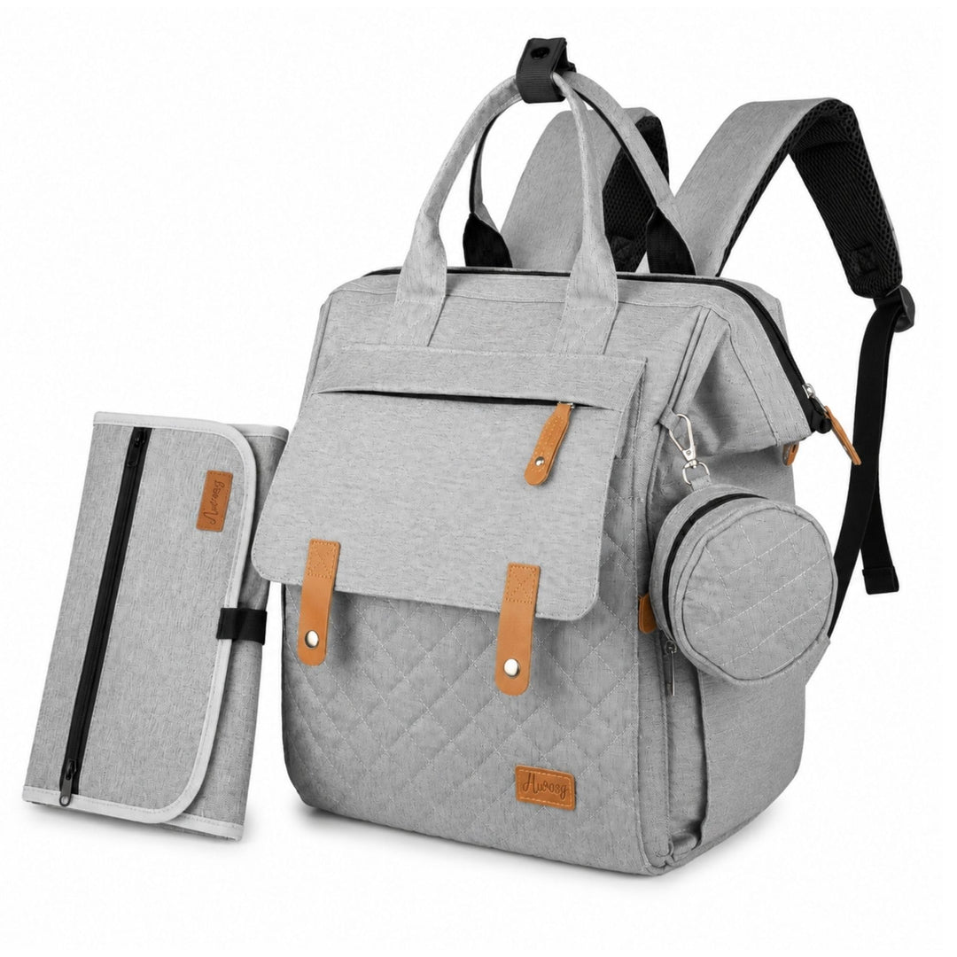 Wickelrucksack inkl. Wickeltunterlage, Wickeltasche gross viel Stauraum, Baby Rucksack für unterwegs