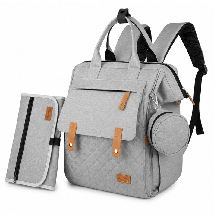 Wickelrucksack inkl. Wickeltunterlage, Wickeltasche gross viel Stauraum, Baby Rucksack für unterwegs