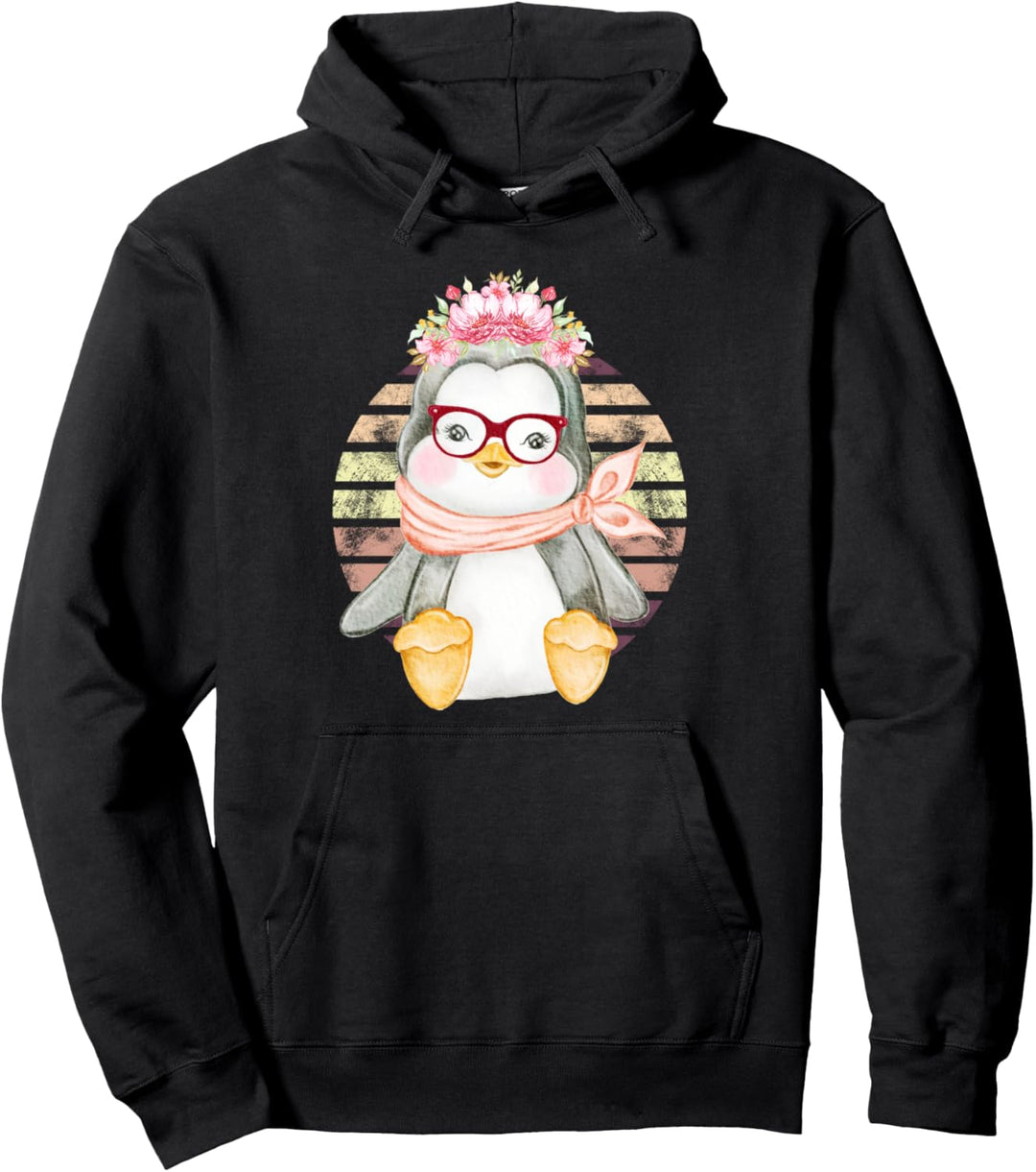 Pinguin Sunset Motiv Frauen Damen Süsses Tier Schöne Kunst Pullover Hoodie