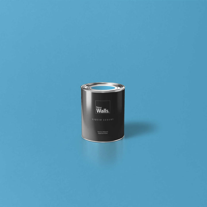 New Walls Premium Wandfarbe Blau, Eisblau Liquid Luxury Dispersionsfarbe für Innenräume – 1 L 1000 m