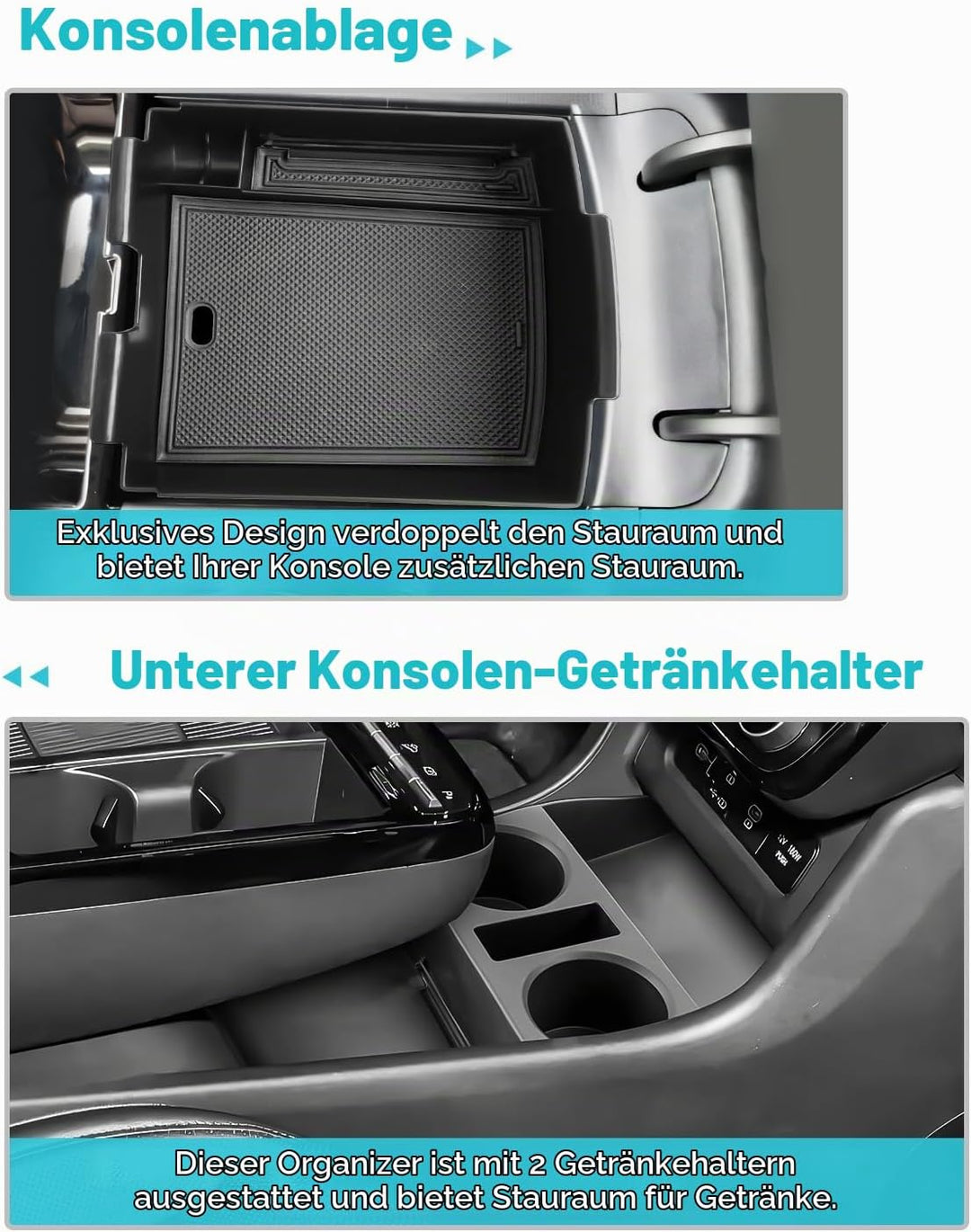 CDEFG [2 Stück] Kompatibel mit Hyundai Tucson NX4 2025 2026 Facelift Mittelkonsole Organizer + Armle