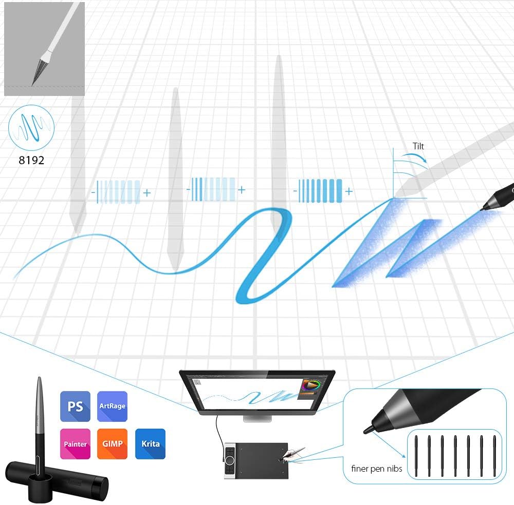 XP-PEN Deco Pro S Grafiktablett 9 x 6 Zoll Mobiles Zeichentablett zum Malen Doppelrad Neigungsunters