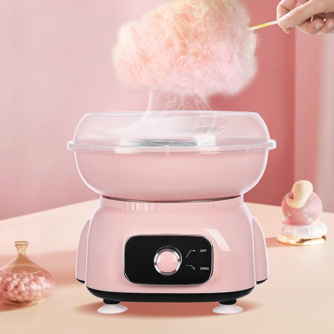 Elektrische Zuckerwattemaschine,Niedliche Cotton Candy Machine für Zuhause mit 10 Bambus-Stäbchen,18