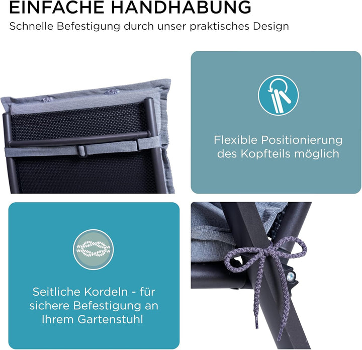 gardisun Gartenstuhlauflagen Hochlehner mit Kopfteil I Extra Dicke Sitzauflagen I Made in Europe I P