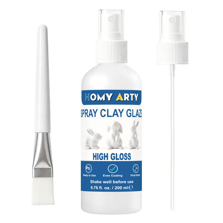 HOMY ARTY Glasur für Ton lufttrocknend, 200 ml Hochglanz-Spraylack