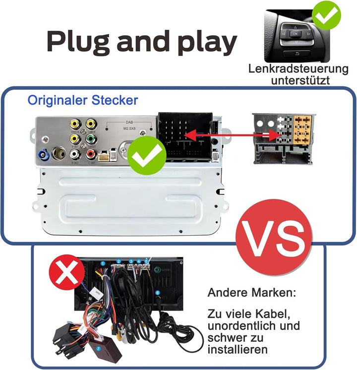 Linux Autoradio für VW Golf 5/6 Passat Jetta Caddy EOS T5 Tiguan Touran CC Polo, Plug & Play mit Ori