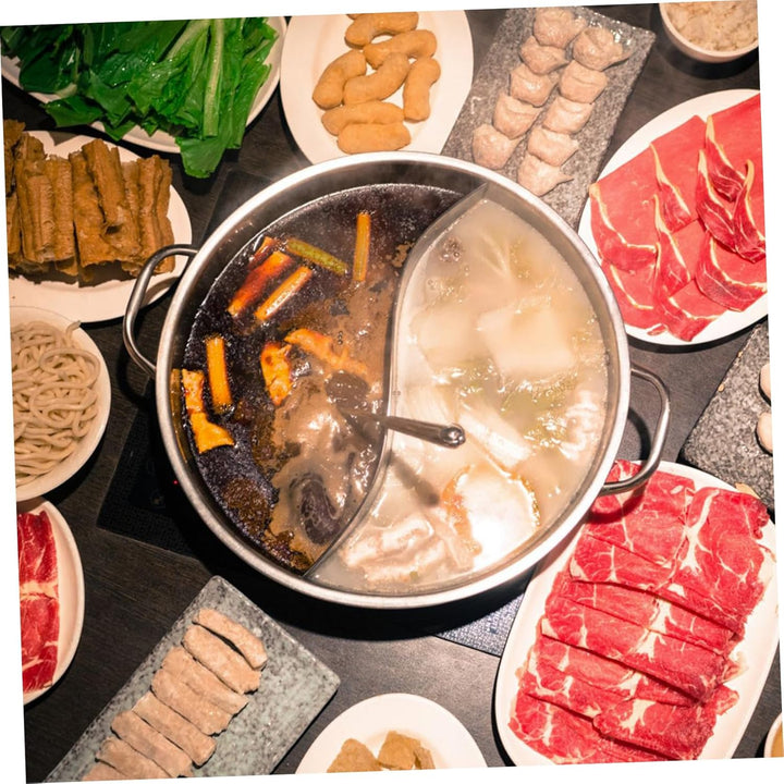 DOITOOL Mandarinententopf Aus Edelstahl Shabu Mit Trennwand Sichuan Hot Pot Trennwand Für Heisse Töp