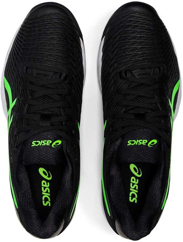 ASICS Herren Solution Speed FlyteFoam 2 Tennisschuhe, Stahlblau/Gefahrgrün 42 EU Black Green Gecko,
