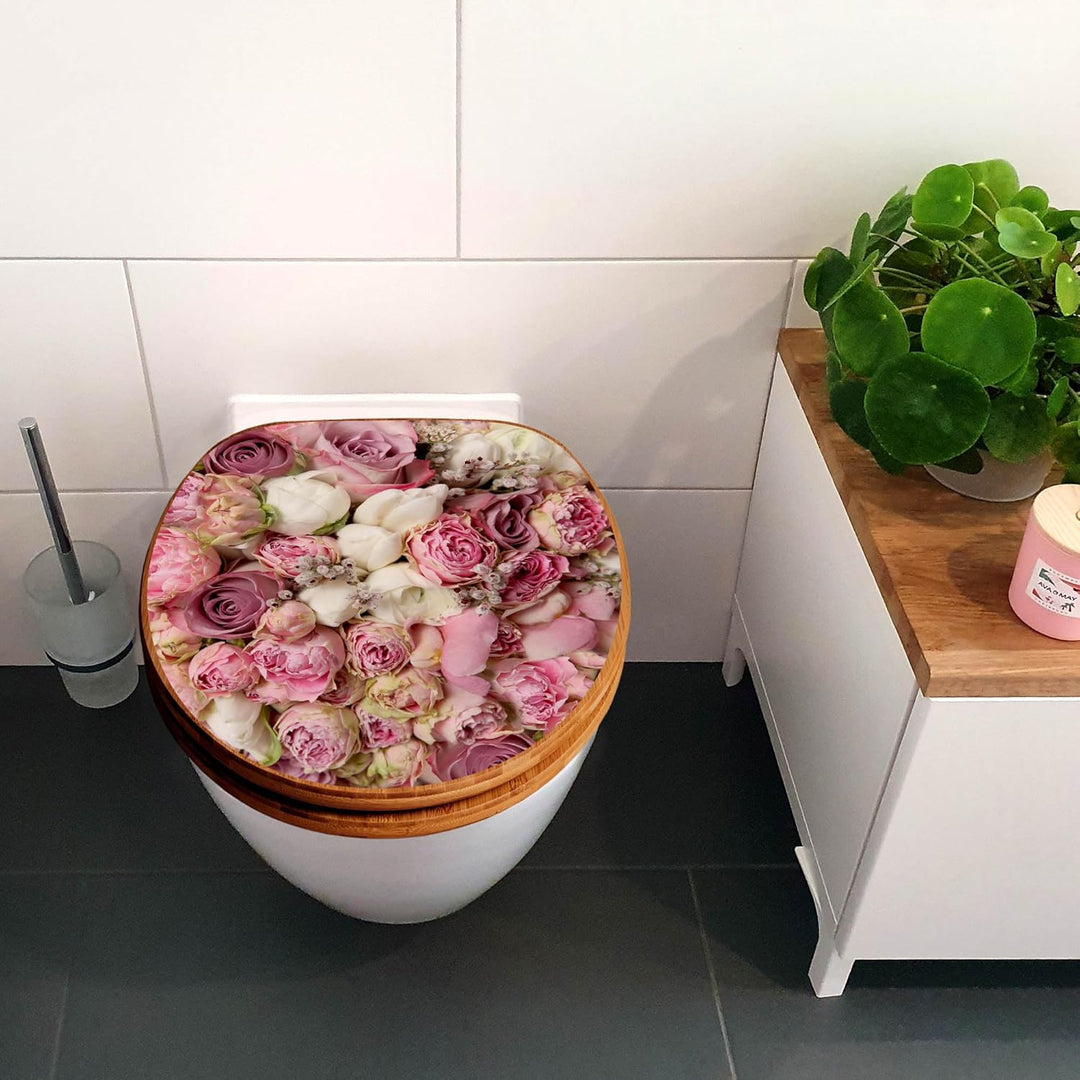 banjado Design WC Sitz Bambus Absenkautomatik 45,8x37,5cm - Toilettendeckel mit Absenkautomatik Holz