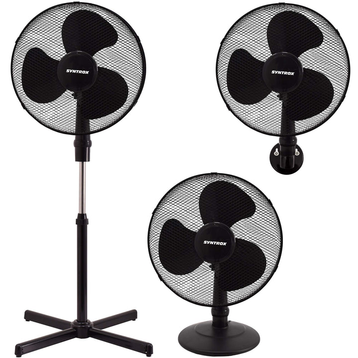 Syntrox Germany VT-44W-BL 3 in 1 Ventilator Standventilator + Tischventilator + Wandventilator mit O