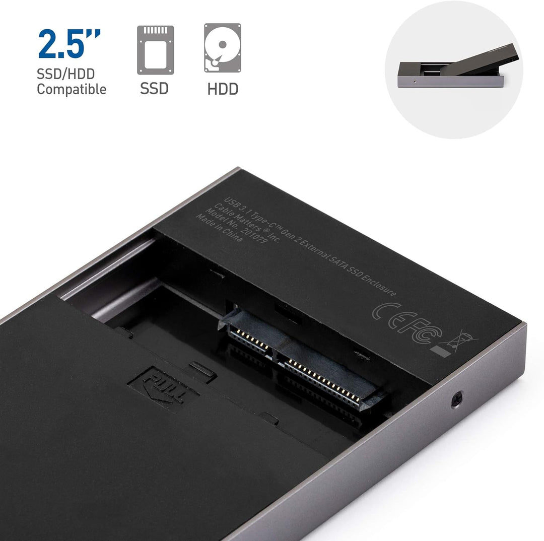 Cable Matters Aluminum 10Gbps USB 3.1 Gen 2 Externes SSD-Festplattengehäuse (USB C-Gehäuse, SSD Gehä