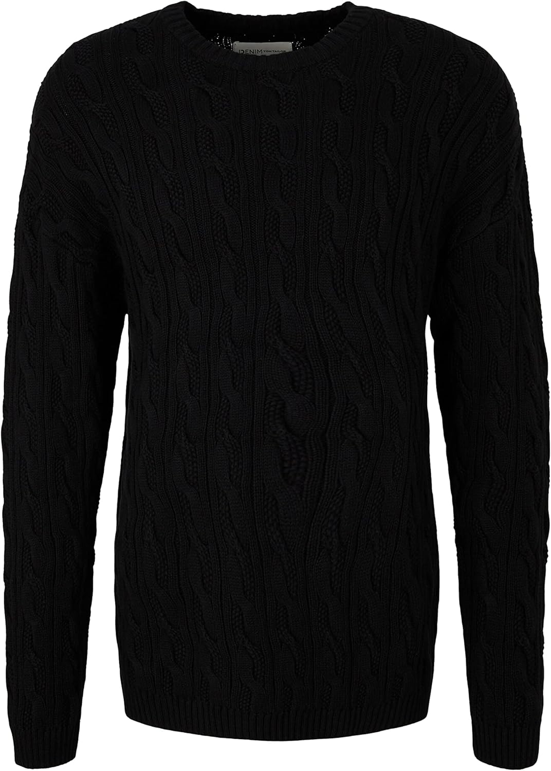 TOM TAILOR Denim Herren Pullover mit Zopfmuster M 29999 - Black, M 29999 - Black