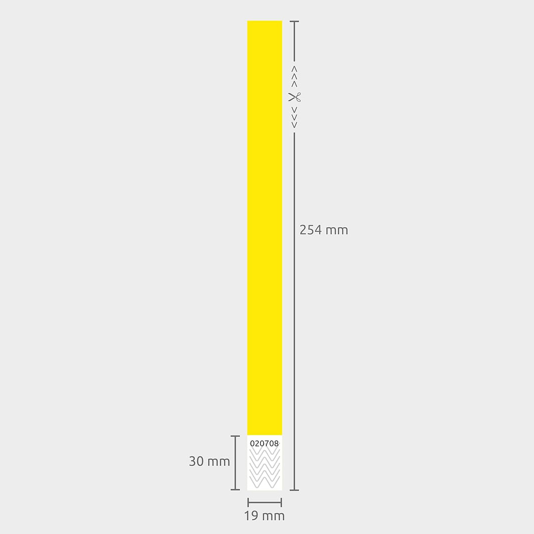 linie zwo ®, 1000 Stück Einlassbänder/Securebänder Tyvek ® 19 x 254 mm, Gelb, Gelb