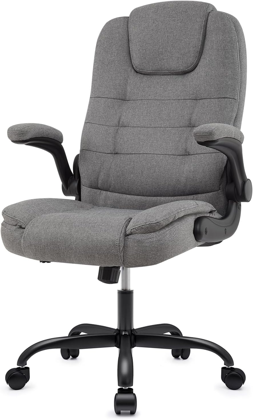 IWMH Ergonomischer Bürostuhl 180KG, Schreibtischstuhl mit Hochklappbaren Armlehnen, Chefsessel Stoff