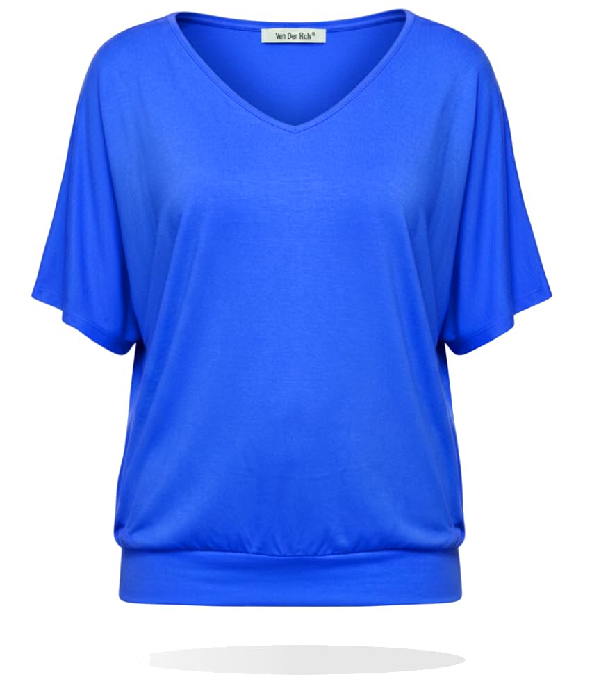 Van Der Rich ® - T-Shirt Raffinierte Einfachheit T-Shirt Einfarbig - Damen XXL Royalblaue 1, XXL Roy
