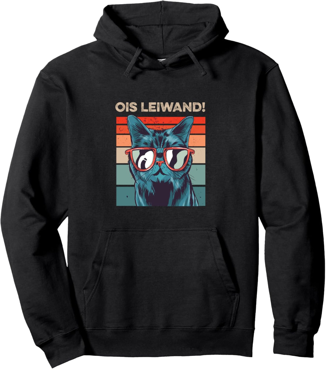 Lustiges Katzen Design mit Katze mit Sonnenbrille Pullover Hoodie
