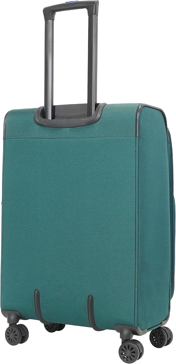 ABISTAB Weichschalenkoffer 4 Rollen dunkel grün Business Koffer Reisekoffer 28 L mit Dehnfalte TSA S