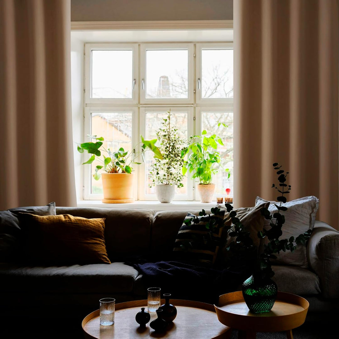 JIUZHEN Blickdicht Vorhänge Gardinen Ösenvorhang für Schlafzimmer Wohnzimmer,Cappuccino Verdunkelung