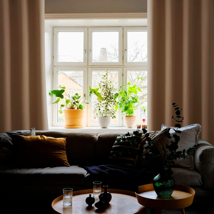 JIUZHEN Blickdicht Vorhänge Gardinen Ösenvorhang für Schlafzimmer Wohnzimmer,Cappuccino Verdunkelung