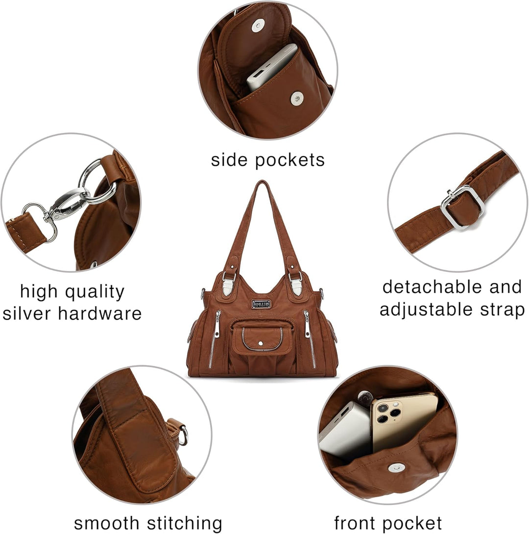 Scarleton satchel handtasche für Damen, ultraweich gewaschen vegan leder crossbody beutel, schulter-