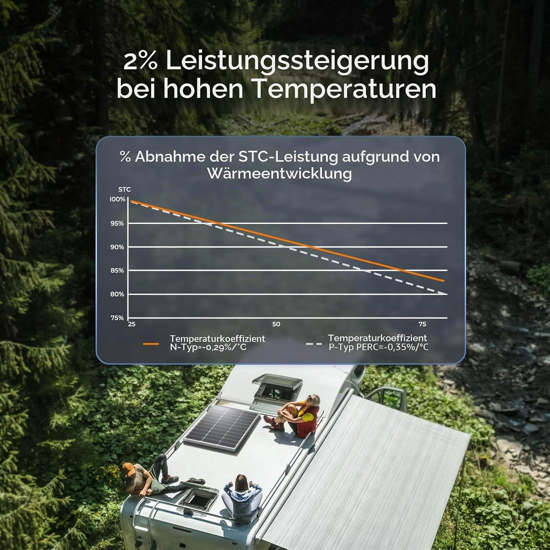 Renogy 16BB N-Typ 100 Watt 12V Solarmodul, 25% Hoch-Effizienz, PV Modul Ladegerät Solar Panel für RV
