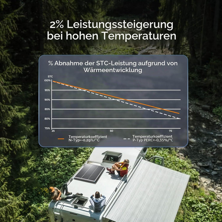 Renogy 16BB N-Typ 100 Watt 12V Solarmodul, 25% Hoch-Effizienz, PV Modul Ladegerät Solar Panel für RV