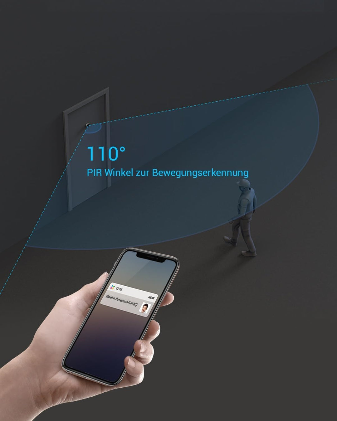 EZVIZ WLAN Türklingel mit 4600mAh Akku, 4,3 Zoll Farbbildschirm, 155° Weitwinkel und PIR-Sensor, 2MP