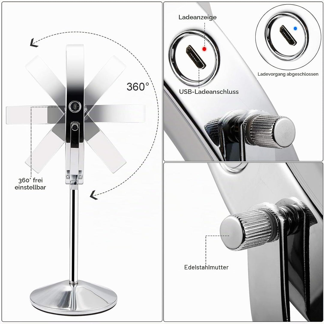 Micacorn Schminkspiegel Doppelseitig 1X 7X Vergrösserter Vanity Makeup Spiegel mit LED Lleichtem USB