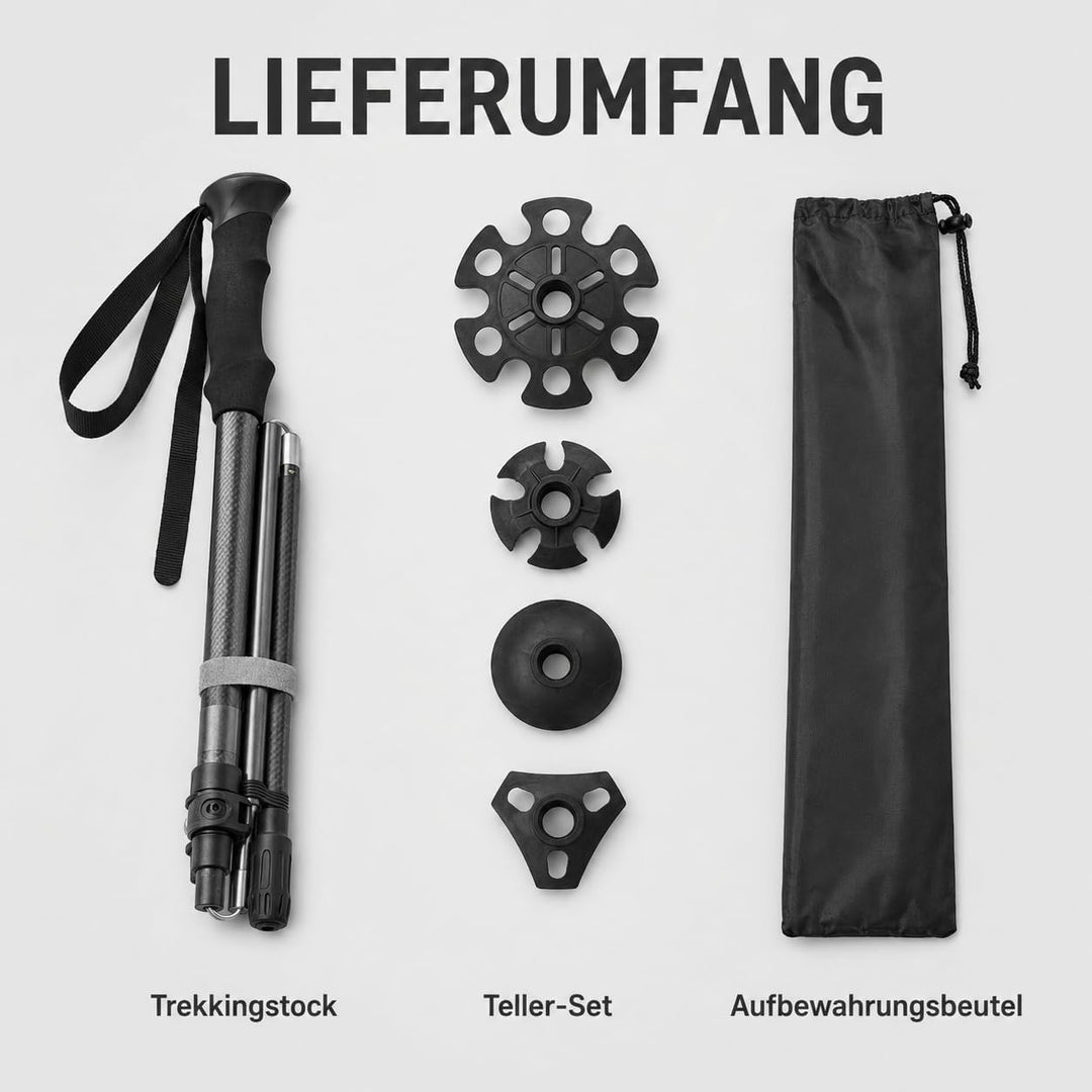 Trekkingstöcke Carbon Ultraleicht 169 g, Teleskop Wanderstöcke 63–135 cm | Teleskop Wanderstöcke 63–