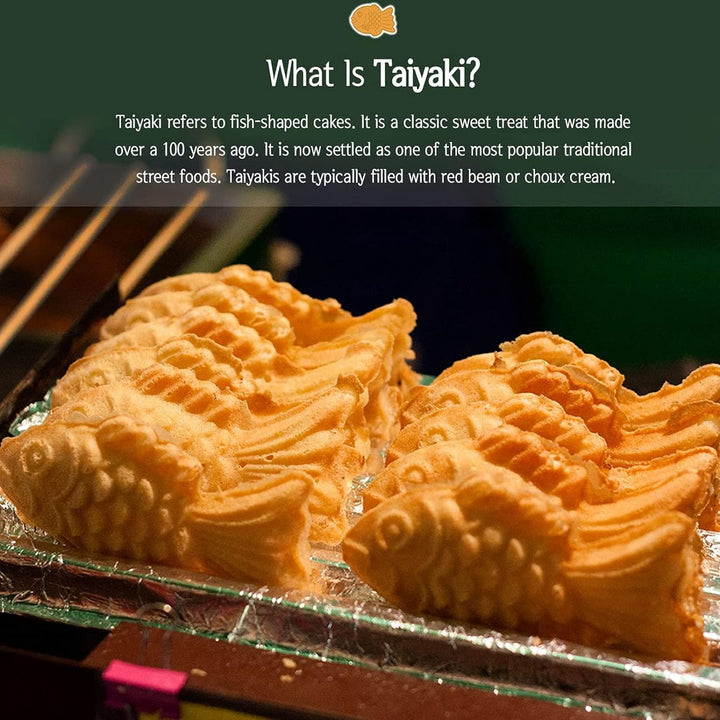 Taiyaki Fish Shape Cake Pan, 4 Trays Non Stick Waffle Cake Maker Pan mit Anti Scalding Handle, Alumi