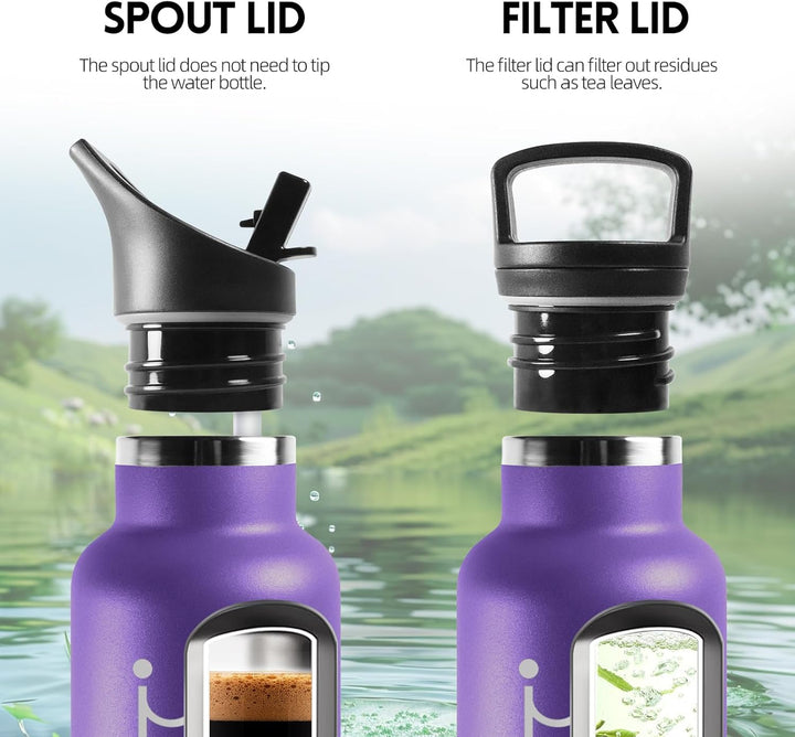 HoneyHolly Trinkflasche 1L, BPA-Frei, Trinkflasche Edelstahl, Thermosflasche, Auslaufsichere Isolier