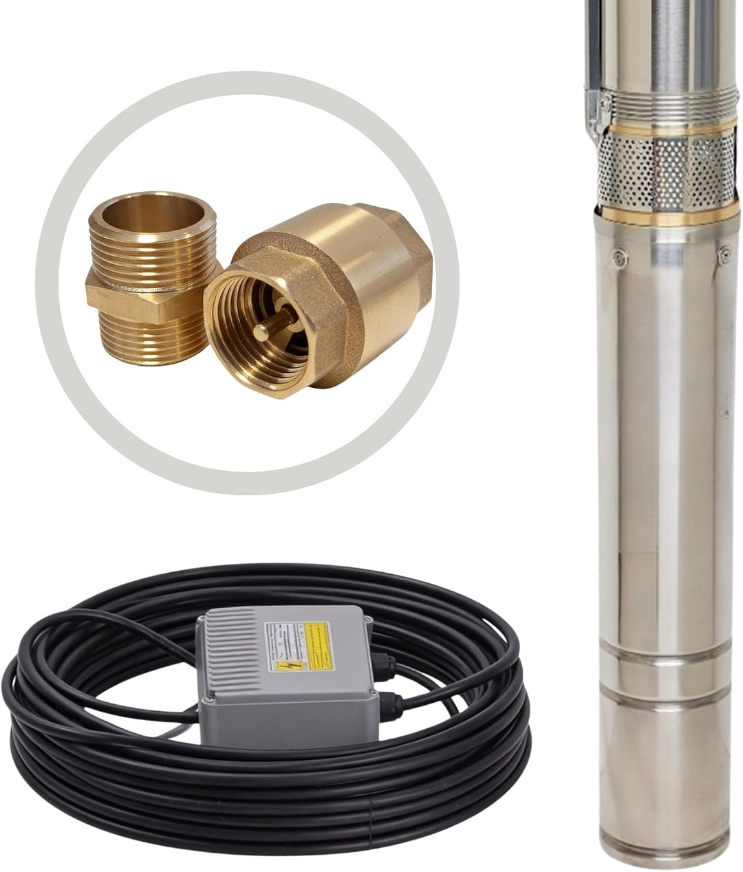 CHM GmbH® Tiefbrunnenpumpe 3 Zoll 550 Watt 3780 l/h 6,1 Bar Druck 20m Kabel u. Motorschutzschalter 5