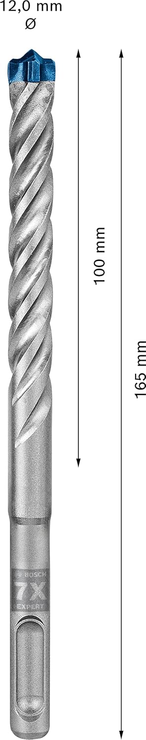 Bosch Professional 10x Expert SDS plus-7X Hammerbohrer (für Stahlbeton, Ø 12,00x165 mm, Zubehör Bohr