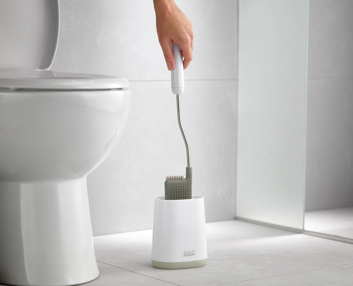 Joseph Joseph Flex Lite - 2er-Pack Silikon-Toilettenbürste mit schlankem Haltegriff, flexibel, tropf