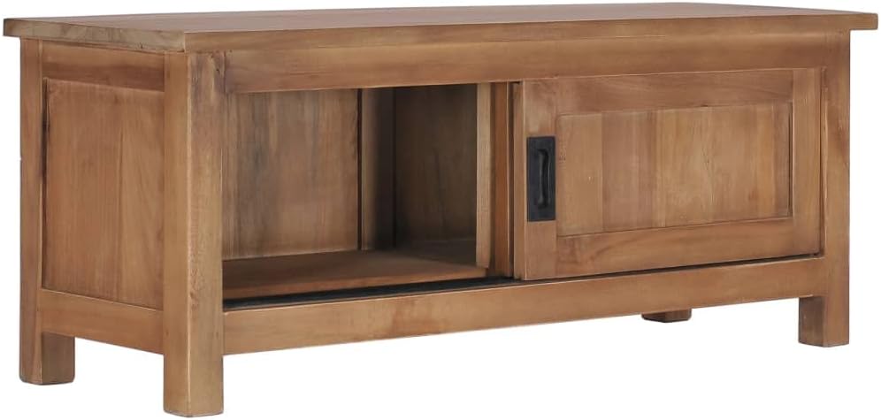 vidaXL Teak Massiv TV Schrank mit 2 Schiebetüren Rustikal Lowboard Fernsehschrank Fernsehtisch Sideb